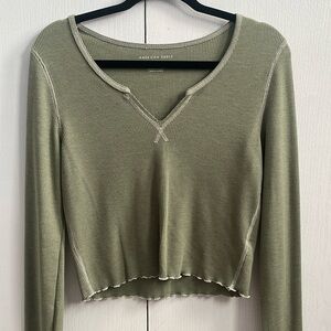 Cropped Long Sleeve Thermal Top